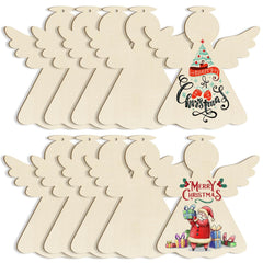 Set of Christmas-themed angel cutouts with decorative designs on a white background