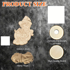 Cliths 12pcs Wooden Witch Ornaments for DIY Crafts Halloween Wood Slices