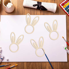 Cliths 10 Pcs Easter Wood Napkin Rings Bunny Ear Shaped Place Card Holders for Spring Table Decor