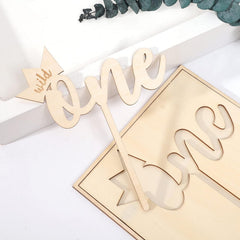 American Elm "Wild One" Cake Topper Wooden Nature Themed Decor for 1st Birthdays & Baby Showers, Rustic Woodland Party Supplies
