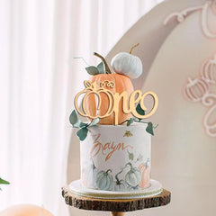 Cliths Little Pumpkin Wooden Cake Topper MDF First Birthday & Halloween Decor "One" Cake Topper for 1st Birthday Parties