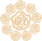 Wooden rose shapes on a white background