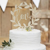 Cliths Wooden "Love" Wedding Cake Topper MDF Round Romantic Decor for Valentine's Day, Anniversaries & Weddings