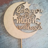 Cliths Wooden "Love You to the Moon" Cake Topper MDF Romantic Decor for Birthdays, Weddings & Eid Elegant Gift