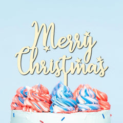 Cliths "Merry Christmas" Cake Topper Sustainable Wooden Holiday Decor for Xmas & Birthday Cakes
