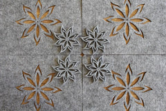 American Elm Felt Table Mats & Coasters Set of 8 Fire Aster Flower Design, Grey Placemats Coasters Dining Table Decor
