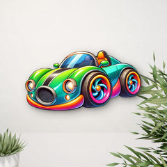 colorful mdf fast car wall art for playroom design