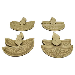 Cliths 12 Pcs Wooden Diya Cutouts for Diwali Decoration DIY Crafts Painting Rangoli Home Decor MDF Art Kit 4 Unique Designs Easy to Colour