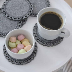 Cliths 6 Pack Napkin Shaped Felt Coasters Heat Resistant Drink Pads, Washable Dark Gray Table Protectors for Hot & Cold Beverages