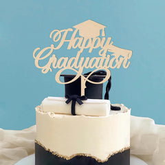 Cliths Happy Graduation Cake Topper Wooden Graduation Decor for College & School Parties, Congrats Cake Decoration