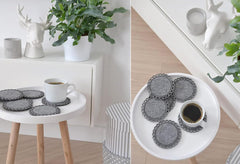 Cliths 6 Pack Napkin Shaped Felt Coasters Heat Resistant Drink Pads, Washable Dark Gray Table Protectors for Hot & Cold Beverages