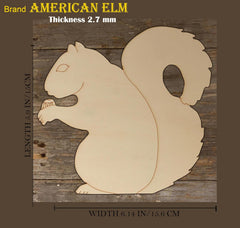 American Elm 10 Pcs Wooden Squirrel Cutouts for Crafts Woodland Animal Shapes for DIY Art, Painting, Home Decorations, Kids Activities