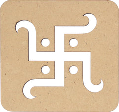 American Elm Set of 4 Wooden Swastik Rangoli Boards Readymade Template for DIY Holi Decoration Indian Traditional Festival Craft Easy to Use Reusable Rangoli Stencils Art Activity