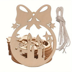 Wooden ornament with cut-out designs on a white background