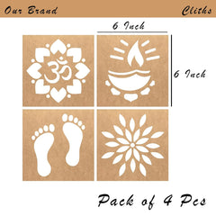 Cliths Wooden Rangoli Stencil Cutout for Diwali Decoration Mandala Art Floor Wall Painting DIY Craft Projects Template