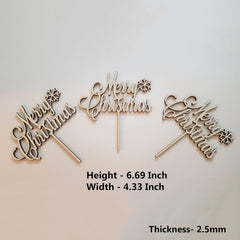 Cliths Pack of 10 Merry Christmas Cake Toppers MDF Wooden Holiday Decor for Xmas Cakes, Centerpieces