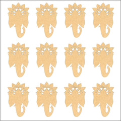 Set of gold elephant-shaped decorative items on a white background