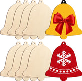 American Elm 10 Pcs Unfinished Wood Bell Ornaments DIY Craft Kit Christmas Decor Paintable Blanks MDF with Cutouts