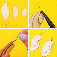 Cliths 24 Pcs Unfinished Wooden Earrings Blanks for DIY Craft MDF Pine Wood Dangle Earring Making Kit for Women, Girls, Friends, Gifts