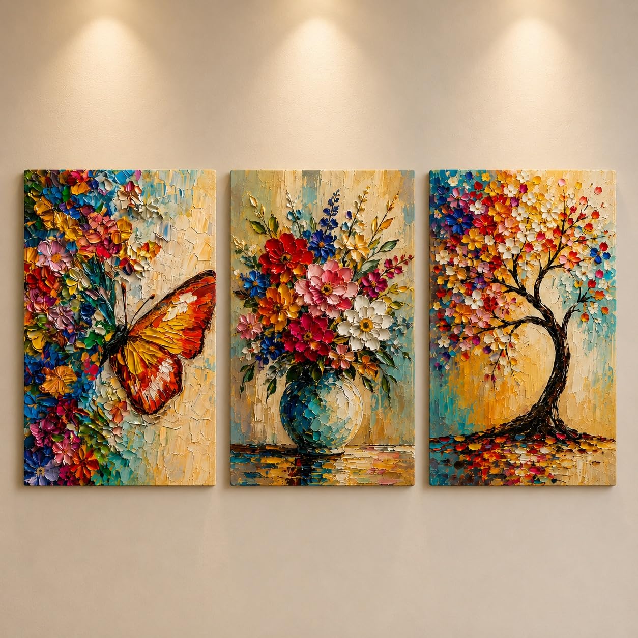 Floral Butterfly Wall Painting for Bedroom