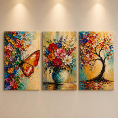 Floral Butterfly Wall Painting for Bedroom