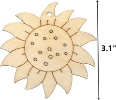 American Elm 24 Pcs Wooden Flower Cutouts, Unfinished Sunflower Wood Slices, Blank Wooden Paint Crafts for Painting, DIY Crafts, Wedding, Party, School, Home Decorations