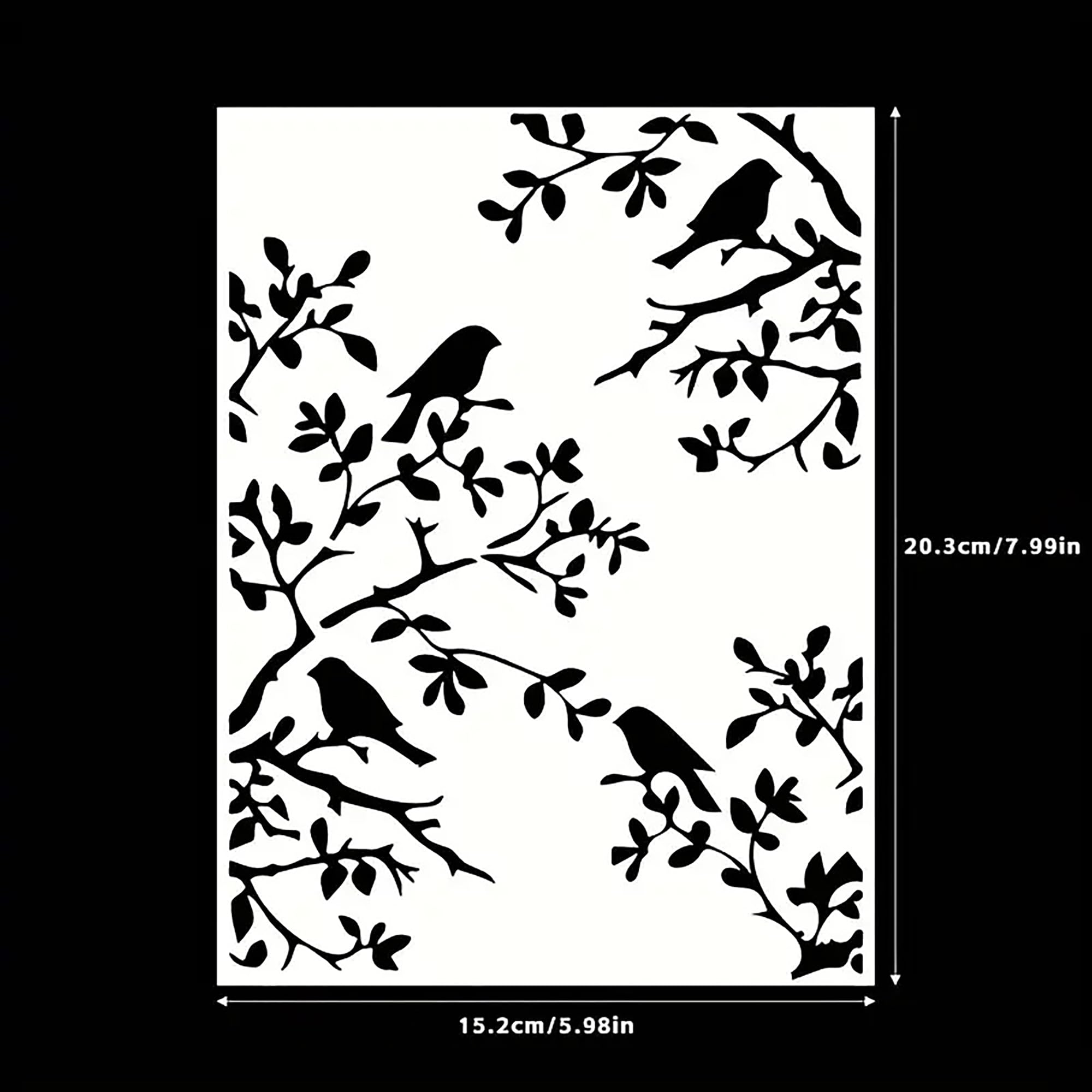 nature inspired bird on tree branch stencil for wood art