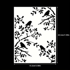 nature inspired bird on tree branch stencil for wood art