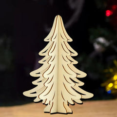 Wooden Christmas tree decoration on a dark background