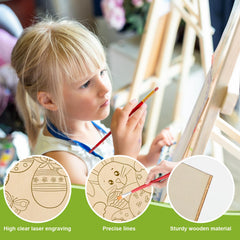 American Elm 10 Pcs Wooden Easter Ornaments to Paint for Kids, Unfinished Easter Bunny Predrilled Wood Slices for Crafts