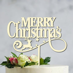 Cliths "Our First Christmas" Cake Topper Wooden Keepsake Decor for Newlyweds, Engagements & Holiday Birthdays