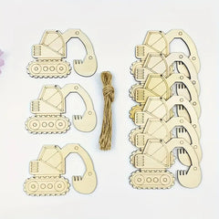 wooden excavator cutouts for crafts mdf construction vehicle shapes kids diy birthday decoration wood