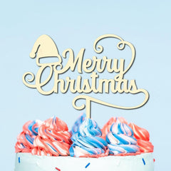 Cliths "Merry Christmas" Cake Topper Wooden Personalized Holiday Decor for Weddings, Birthdays & Xmas Parties