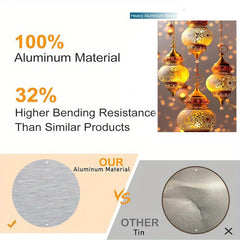 Product comparison of aluminum material with other tin, highlighting features like material type and bending resistance.