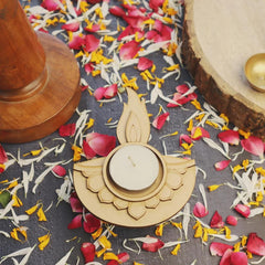 American Elm Pack of 2 Wooden T Light Candle Holders - T Light Holder for Home Decoration, Diwali Decoration Items for Home Decor, MDF Diwali Cutout, Multiple Designs (5 X 3.8 Inch)