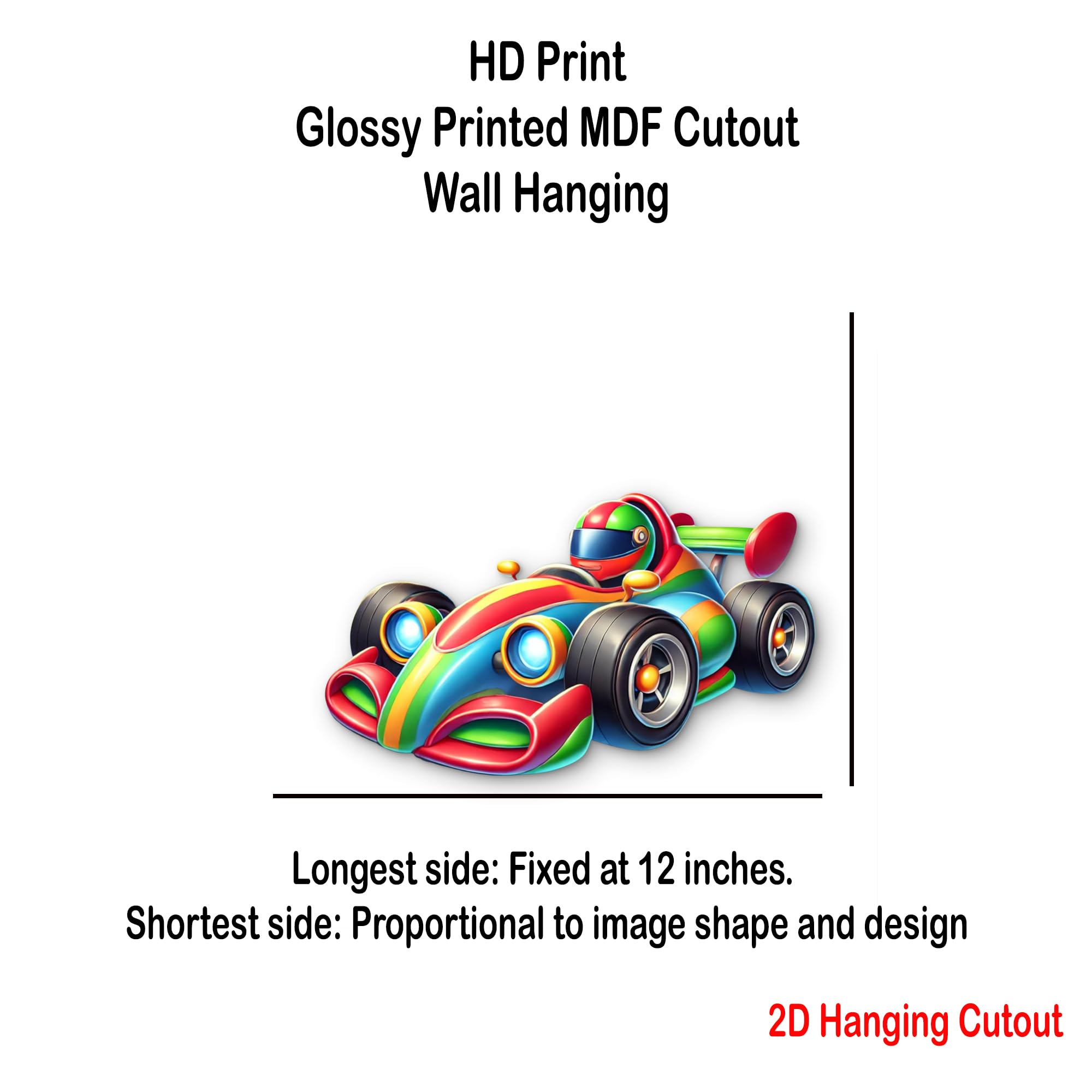 dynamic 3d mdf racing car wall art for kids room