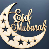 Cliths Ramadan Mubarak Wooden Sign Freestanding Islamic Decor Eid Table Display DIY Unfinished