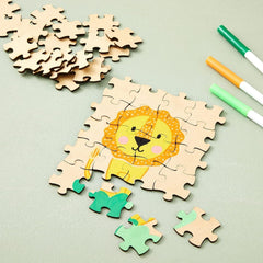 Cliths 100 Blank Wooden Puzzle Pieces Jigsaw Crafts DIY Customizable Art Projects Painting Blanks
