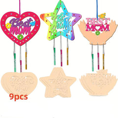 Unfinished wooden Mother's Day hanging ornaments craft set