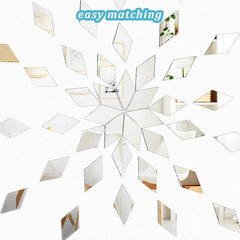 Cliths 150 Pcs Diamond Shape Acrylic Mirror Tiles Non Adhesive for Wall Kids DIY Craft Project Non Stick