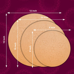 American Elm 3-Piece Art Board Set Pre-Marked MDF Circles for Mandala & DIY Painting Home Decor