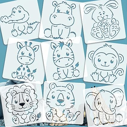 6x6 inch animal craft stencils