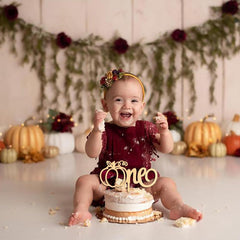 Cliths Little Pumpkin Wooden Cake Topper MDF First Birthday & Halloween Decor "One" Cake Topper for 1st Birthday Parties