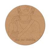 Cliths Chai Par Charcha Round Wooden Cutout Craft Decor DIY Wall Art Home Decor Indian Tea Theme Decorations