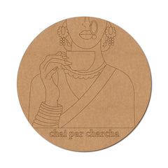 Cliths Chai Par Charcha Round Wooden Cutout Craft Decor DIY Wall Art Home Decor Indian Tea Theme Decorations