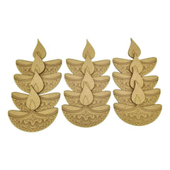 Cliths Pack of 12 Diya Cutouts for Diwali Decoration MDF Pre Marked Easy to Paint DIY Craft Art Hindu Festival Decor Kids Activity