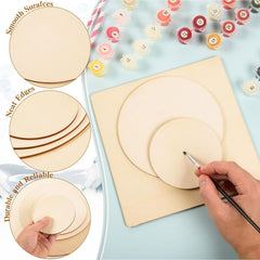 American Elm 48 Pcs Wooden Cutouts MDF Squares & Circles for Christmas Decor & Wood Art Projects