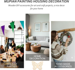Promotional image for MUPIAN Painting Housing Decoration with text and lifestyle images of home decor, parties, and craft projects.
