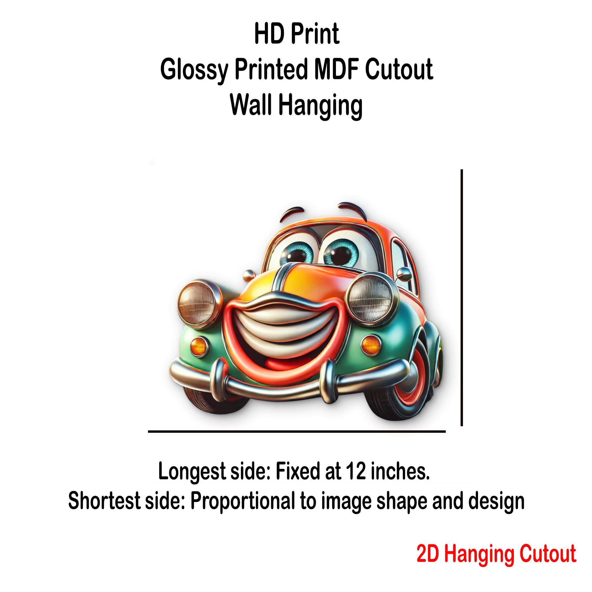 colorful 3d fun car wall hanging for kids' room décor