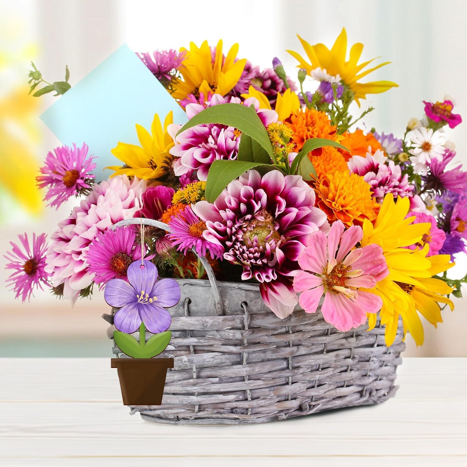wooden spring flower ornaments